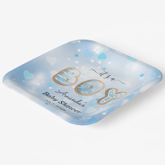 Blue Boy Baby shower Papier Bord (Gebogen)