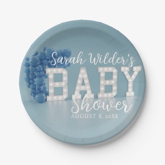 Blue Boy Baby shower Party Paper Borden Papieren Bordje (Voorkant)