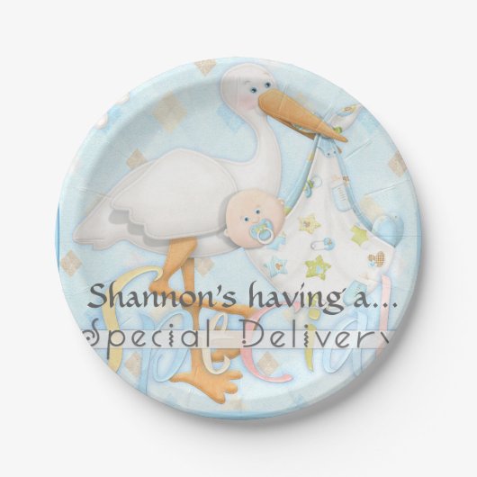 Blue Boy Baby shower Party Paper Borden Papieren Bordje (Voorkant)