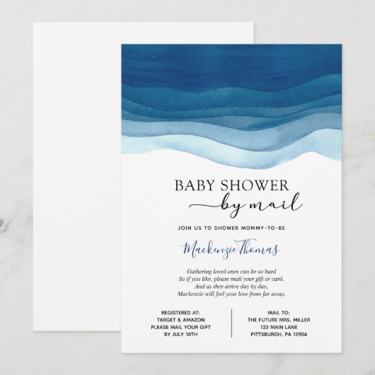 Blue Boy Baby shower per post Kaart (Voorkant / Achterkant)