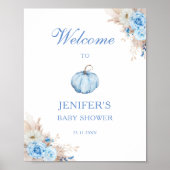 Blue Boy Baby shower Pumpkin Welkomstbord Poster (Voorkant)
