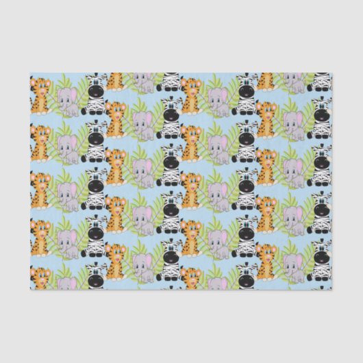 Blue Boy Baby shower Schattigee Safari Oerwoud Die Tissuepapier (Voorkant)