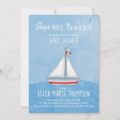 Blue Boy Baby shower Schattigee zeilboot Kaart (Voorkant)