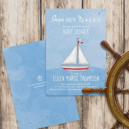 Blue Boy Baby shower Schattigee zeilboot Kaart