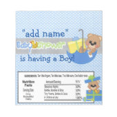 Blue Boy Baby shower Snoep Bar Wrapper Party Favor Notitieblok (Voorkant)