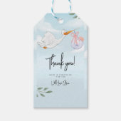 Blue Boy Baby shower, Stork Baby shower Cadeaulabel (Voorkant)