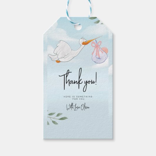 Blue Boy Baby shower, Stork Baby shower Cadeaulabel (Voorkant)