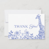 Blue Boy Baby shower Toile Safari Dank u kaart (Voorkant)