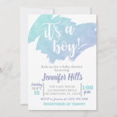 Blue Boy Baby shower Uitnodiging (Voorkant)