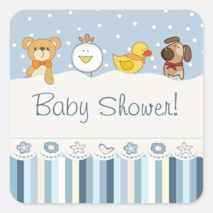 Blue Boy Baby shower Vierkante Sticker