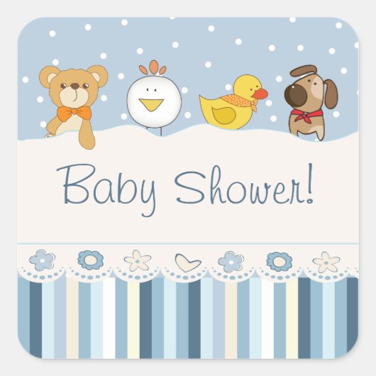Blue Boy Baby shower Vierkante Sticker (Voorkant)