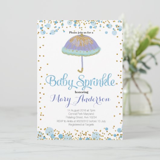 BLUE BOY Baby Sprinkle Invitation Kaart (Staand voorkant)