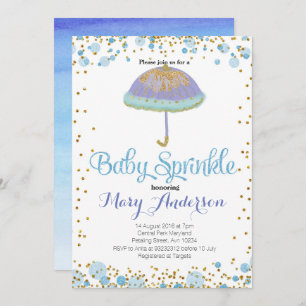 BLUE BOY Baby Sprinkle Invitation Kaart