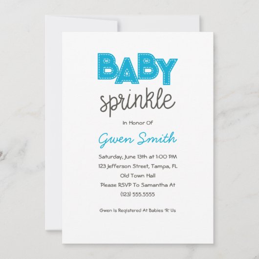 Blue Boy Baby Sprinkle Invitation Kaart (Voorkant)