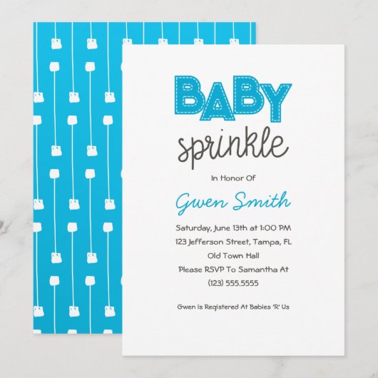 Blue Boy Baby Sprinkle Invitation Kaart (Voorkant / Achterkant)