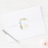 Blue Boy Balloon Waterverf Floral Baby shower Ronde Sticker (Envelop)