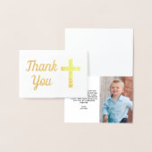 Blue Boy Baptism First Birthday Foto Dank je Folie Kaarten (Display)