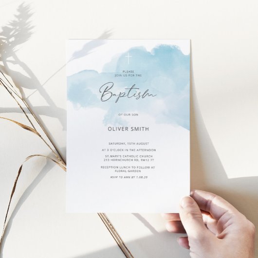 Blue Boy Baptism nodigt uit. Eerste Heilige Commun Kaart