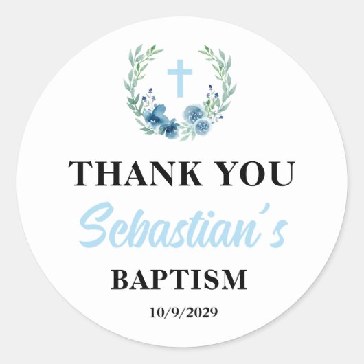 Blue Boy Baptism  Ronde Sticker (Voorkant)