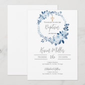 Blue Boy Baptism Uitnodiging (Voorkant / Achterkant)