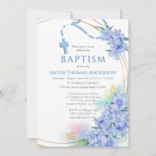 Blue Boy Baptism Uitnodiging (Voorkant)