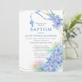 Blue Boy Baptism Uitnodiging (Staand voorkant)
