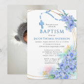Blue Boy Baptism Uitnodiging (Voorkant / Achterkant)