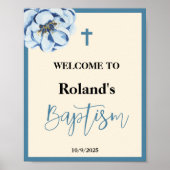 Blue Boy Baptism Welcome Sign Poster (Voorkant)