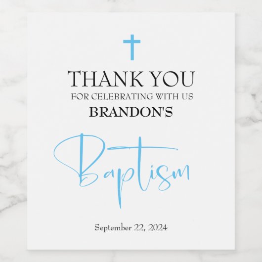 Blue Boy Baptism Wine Label Wijn Etiket (Enkel label)