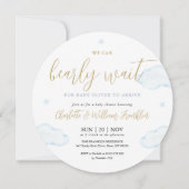 Blue Boy Barly Wait Teddy Bear Baby shower Kaart (Achterkant)