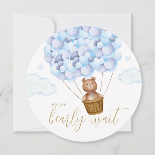 Blue Boy Barly Wait Teddy Bear Baby shower Kaart (Voorkant)