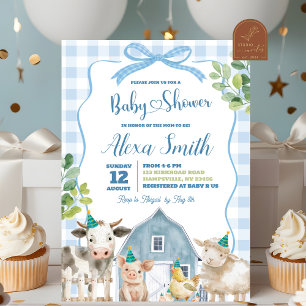 Blue Boy Boerderij Baby shower Kaart