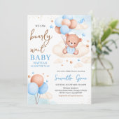 Blue Boy Boho Beer Baby shower Kaart (Staand voorkant)