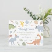 Blue Boy Boho Dinosaurus Verjaardag Bedankkaart (Staand voorkant)