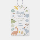 Blue Boy Boho Dinosaurus Verjaardag Bedankt Cadeaulabel (Voorkant)