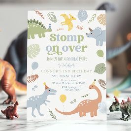Blue Boy Boho Dinosaurus Verjaardag Kaart