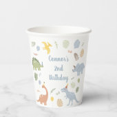 Blue Boy Boho Dinosaurus Verjaardag Papieren Bekers (Achterkant)