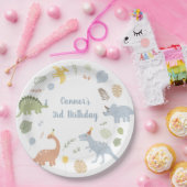 Blue Boy Boho Dinosaurus Verjaardag Papieren Bordje (Feest)