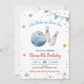 Blue Boy Bowling Verjaardag Uitnodiging (Voorkant)