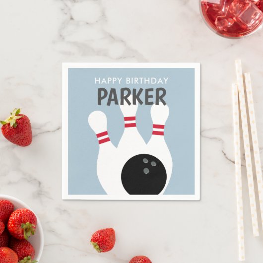 Blue Boy Bowling Verjaardagsfeest Servet (Insitu)