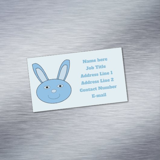 Blue Boy Bunny Face Spring Easter Custom Magnetisch Visitekaartje (Voorbeeld)