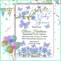 Blue Boy Butterfly Baby shower Invitation