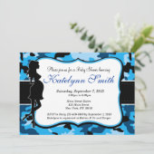 Blue Boy Camouflage Baby shower Uitnodiging (Staand voorkant)