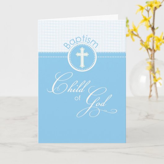 Blue Boy Child of God Baptism Gefeliciteerd Kaart (Gele Bloem)