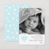 Blue Boy Christening Baptism Foto Dank u wel Bedankkaart (Voorkant / Achterkant)