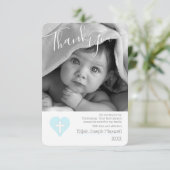 Blue Boy Christening Baptism Foto Dank u wel Bedankkaart (Staand voorkant)