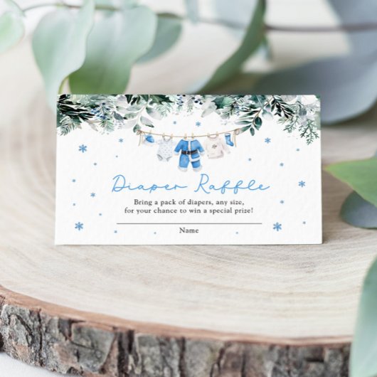 Blue Boy Christmas Santa Baby shower Luier Raffle Informatiekaartje