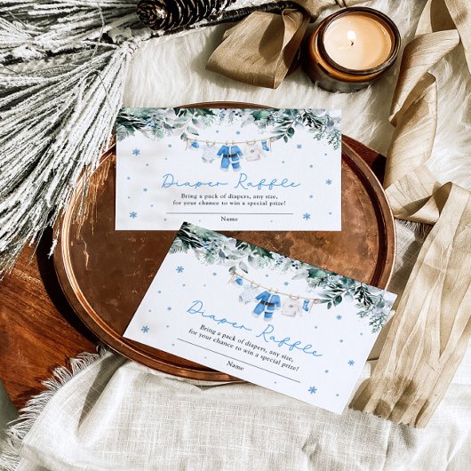 Blue Boy Christmas Santa Baby shower Luier Raffle Informatiekaartje