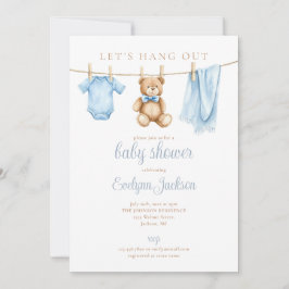 Blue Boy Clothesline Baby Shower All In One Kaart