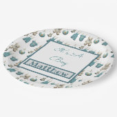 Blue Boy Clothesline Baby shower Papieren Bordje (Gekanteld)